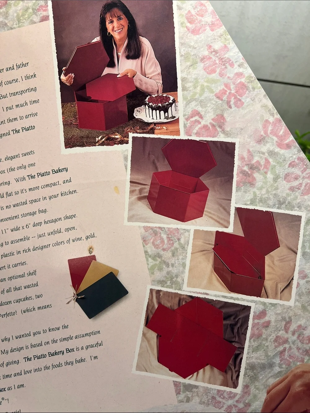 Piatto Bakery Box Red Hexagonal. Folds flat for storage. Shelf inside too!!